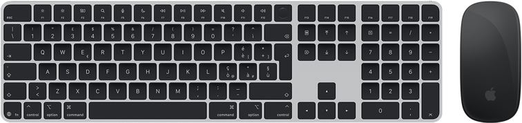 Magic Keyboard con Touch ID e Magic Mouse visti dall’alto