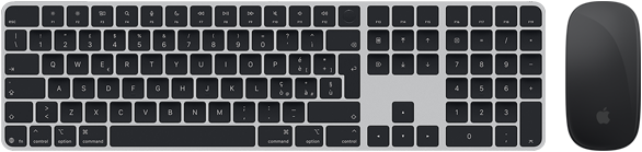 Magic Keyboard con Touch ID e Magic Mouse visti dall’alto